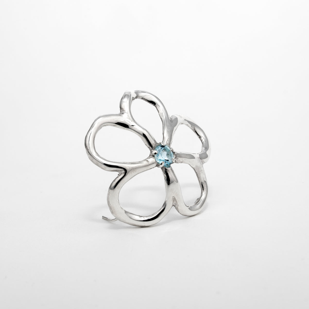 Boucles d'oreilles Aura en argent 925, fleur serties de pierres d'intention coté — Collection Éclosion
