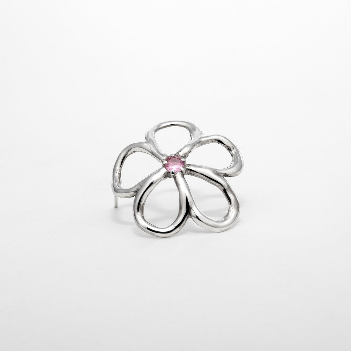 Boucles d'oreilles Clarté en argent 925, fleur serties de pierres d'intention coté — Collection Éclosion