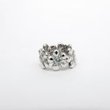 Bague Compassion en argent 925, fleur serti de pierres d'intention face — Collection Éclosion
