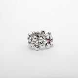 Bague Connexion en argent 925, fleur serti de pierres d'intention face— Collection Éclosion