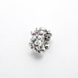 Bague Connexion en argent 925, fleur serti de pierres d'intention zircon rose— Collection Éclosion
