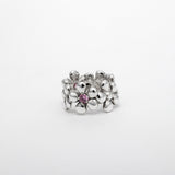 Bague Connexion en argent 925, fleur serti de pierres d'intention — Collection Éclosion