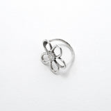 Bague Éveil en argent 925, fleur serti de pierres d'intention vue dessus — Collection Éclosion