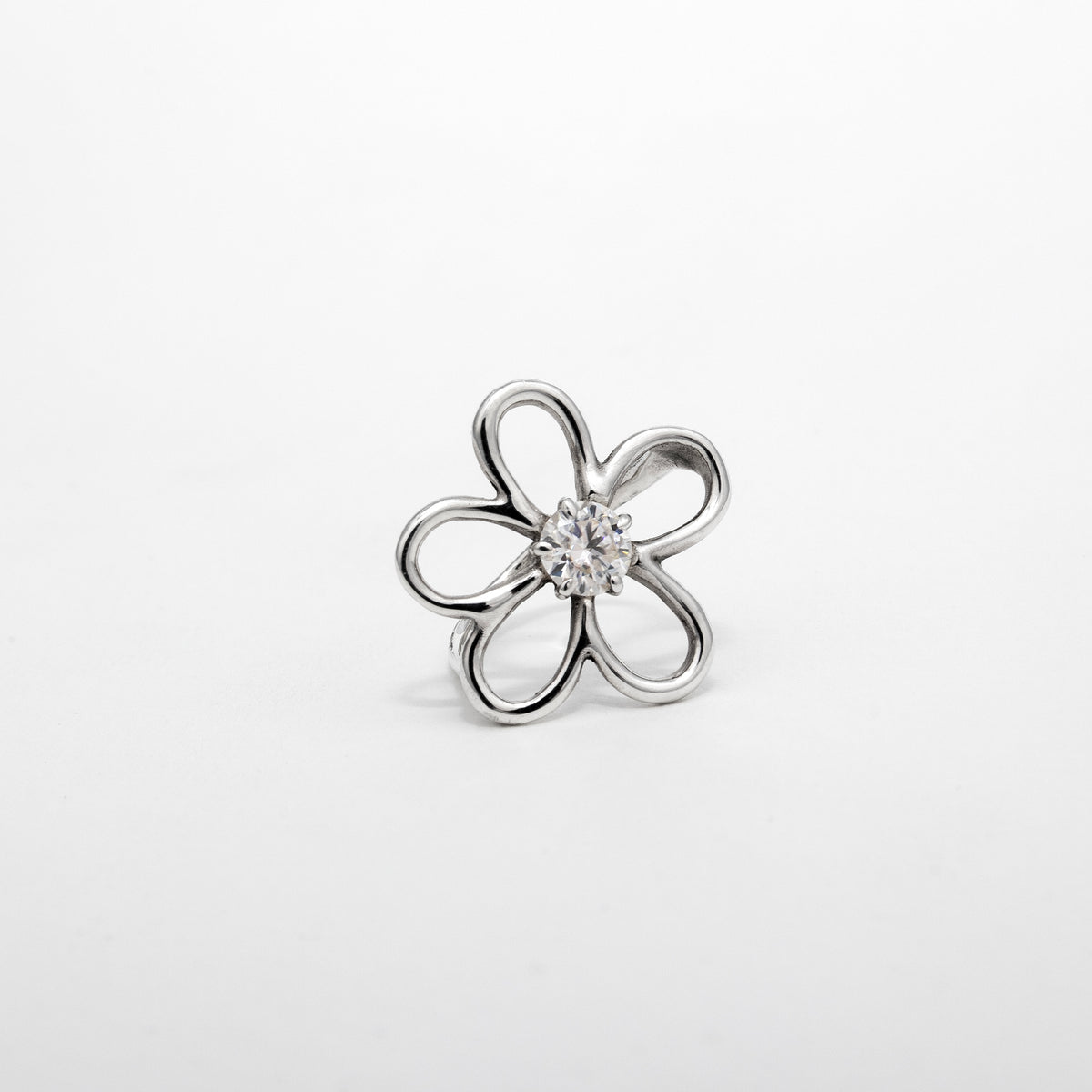 Bague Éveil en argent 925, fleur serti de pierres d'intention — Collection Éclosion