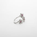 Bague Révélation en argent 925, fleur serti de pierres d'intention zircon rose coté — Collection Éclosion
