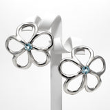 Boucles d'oreilles Aura en argent 925, fleur serties de pierres d'intention paire — Collection Éclosion