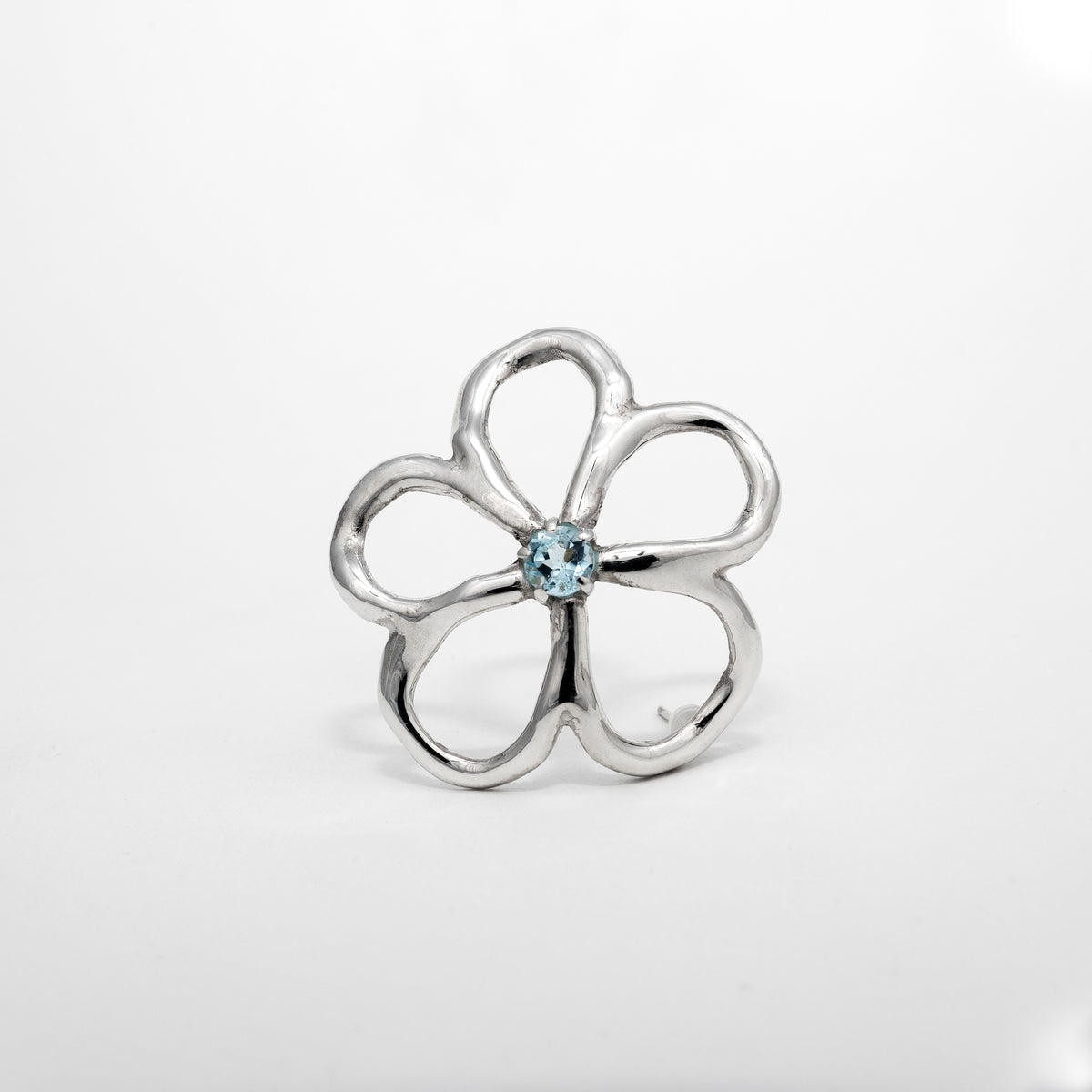 Boucles d'oreilles Aura en argent 925, fleur serties de pierres d'intention — Collection Éclosion