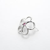 Boucles d'oreilles Clarté en argent 925, fleur serties de pierres d'intention vue du dessus — Collection Éclosion