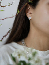 Boucles d'oreilles Lueur en argent 925, fleur serties de pierres d'intention branches — Collection Éclosion