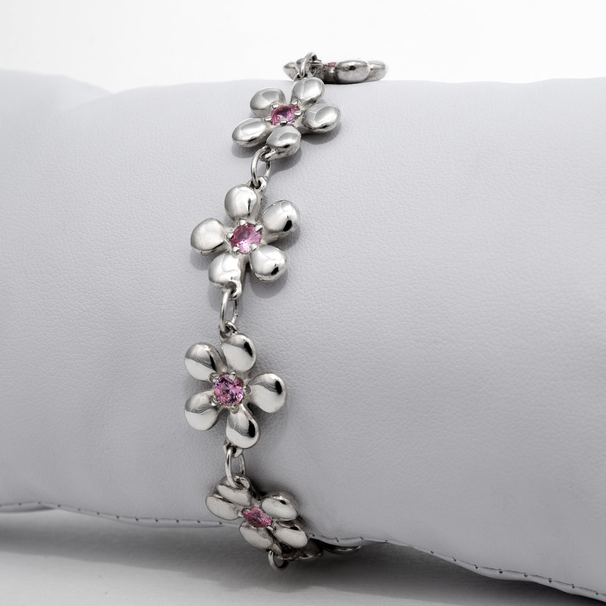 Bracelet Harmonie en argent 925, fleur serti de pierres d'intention — Collection Éclosion