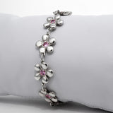 Bracelet Harmonie en argent 925, fleur serti de pierres d'intention — Collection Éclosion