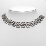 Choker Illumination en argent 925, chaine fleur serti de pierres d'intention — Collection Éclosion