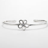 Jonc Sérénité en argent 925, fleur serti de pierres d'intention — Collection Éclosion