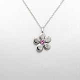 Pendentif Ouverture en argent 925, fleur serti de pierres d'intention face— Collection Éclosion